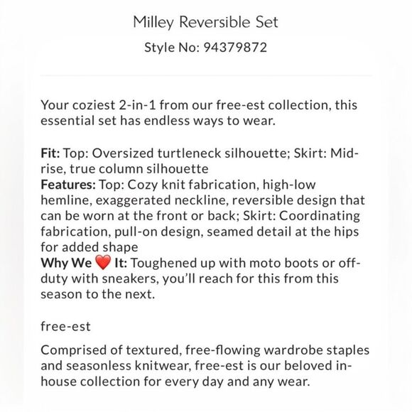 Free People free-est Milly Reversible Two Piece Maxi Sweatshirt Skirt Set XS NEW - Picture 13 of 13